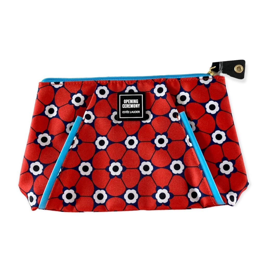Estée Lauder x Opening Ceremony Collab Floral Cosmetic Bag NWOT Red Blue